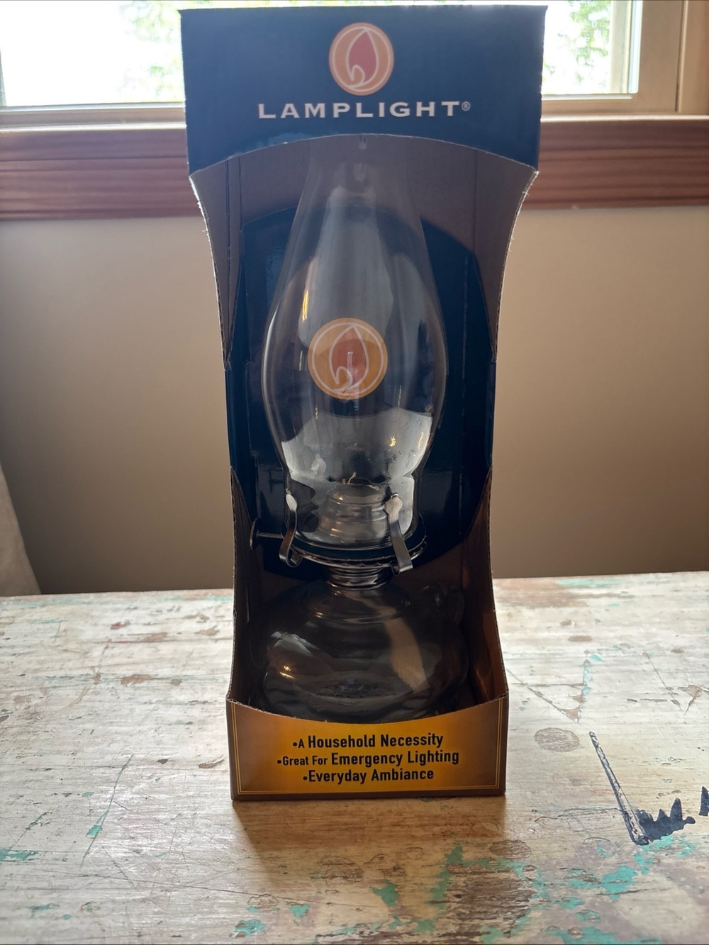 Clear Glass Oil Lamp with Black Base
